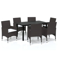 Thumbnail for 7-tlg. Garten-Essgruppe mit Kissen Poly Rattan Braun