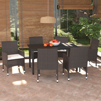 Thumbnail for 7-tlg. Garten-Essgruppe mit Kissen Poly Rattan Braun