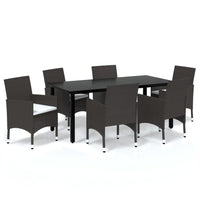 Thumbnail for 7-tlg. Garten-Essgruppe mit Kissen Poly Rattan Braun
