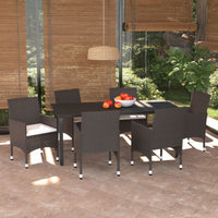 Thumbnail for 7-tlg. Garten-Essgruppe mit Kissen Poly Rattan Braun