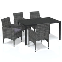 Thumbnail for 5-tlg. Garten-Essgruppe mit Kissen Poly Rattan Grau