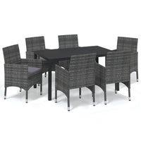 Thumbnail for 7-tlg. Garten-Essgruppe mit Kissen Poly Rattan Grau