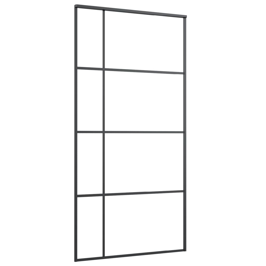 Schiebetür ESG Glas und Aluminium mattiert 102,5x205 cm Schwarz