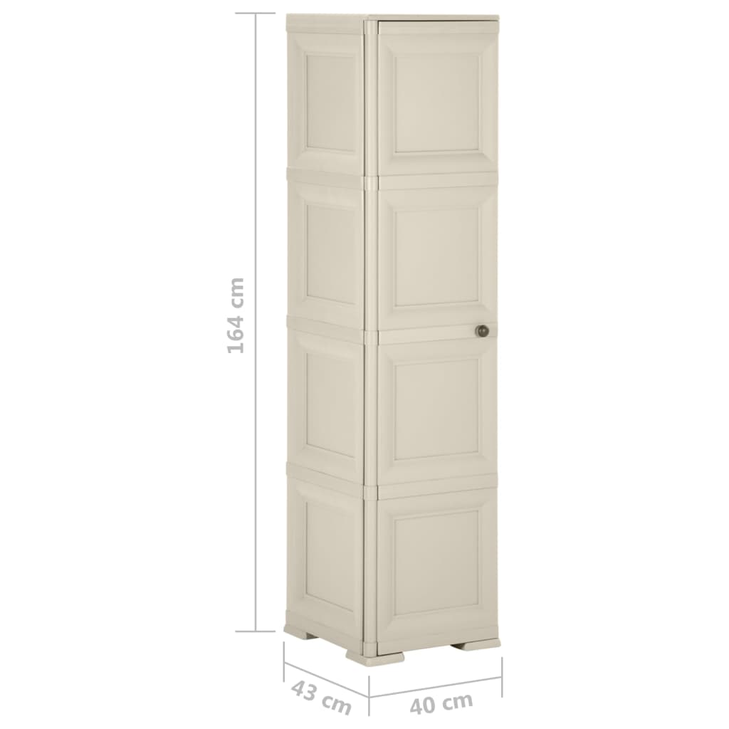Kunststoffschrank 40x43x164 cm Holzdesign Cremefarbend