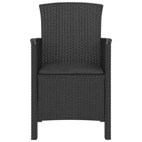 Thumbnail for Gartenstuhl mit Kissen PP Rattan Graphitgrau
