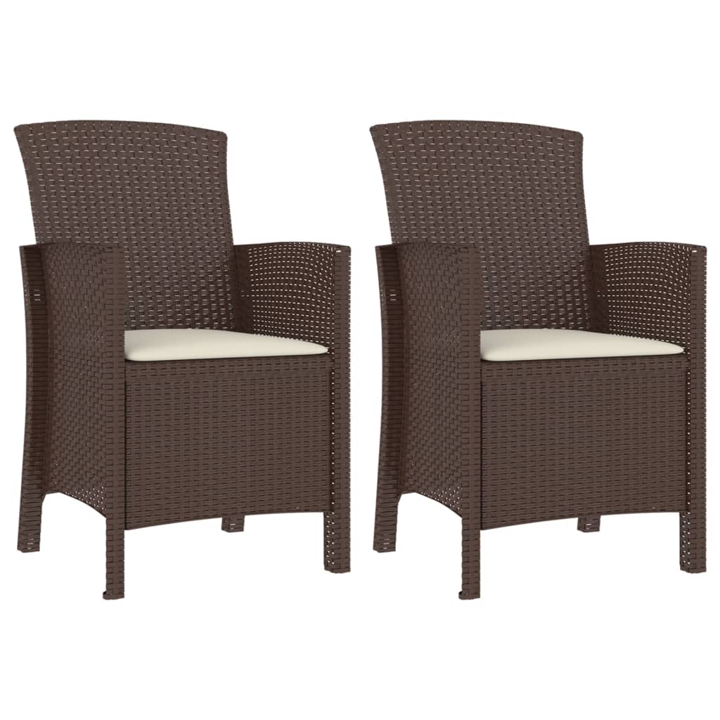 Gartenstühle 2 Stk. mit Kissen PP Rattan Braun