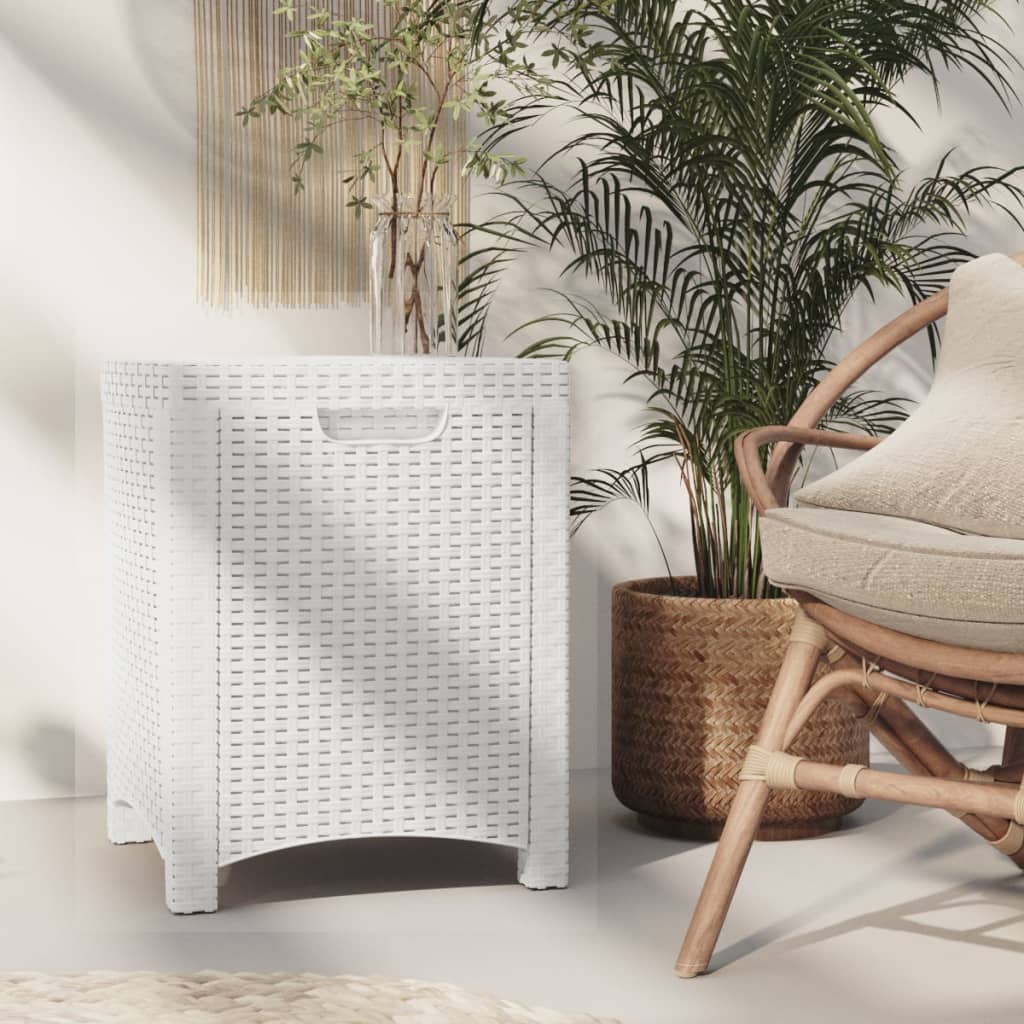 Garten-Aufbewahrungsbox 39x39x46 cm PP Rattan Weiß