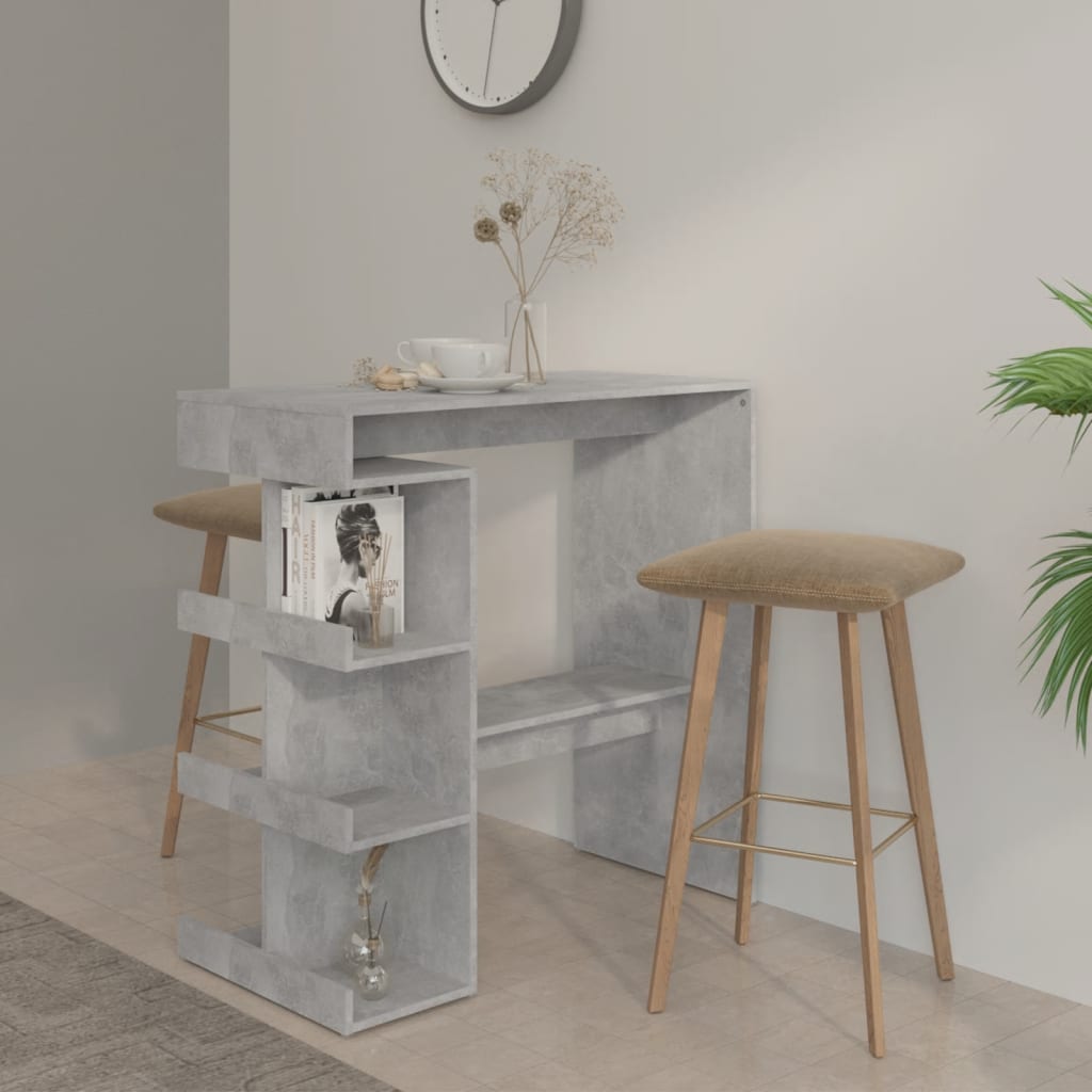 Bartisch mit Regal Betongrau 100x50x101,5 cm Holzwerkstoff