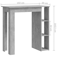 Thumbnail for Bartisch mit Regal Betongrau 102x50x103,5 cm Holzwerkstoff
