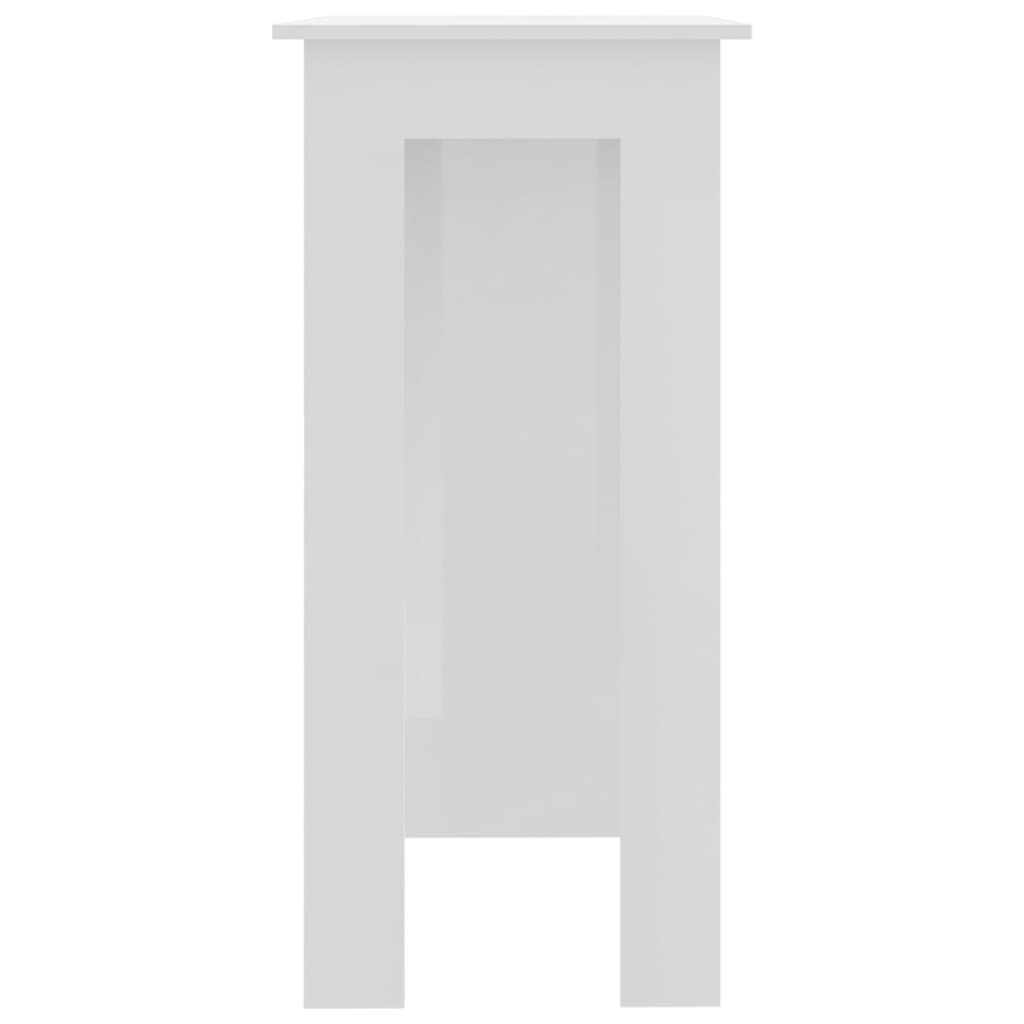 Bartisch mit Regal Hochglanz-Weiß 102x50x103,5 cm Holzwerkstoff