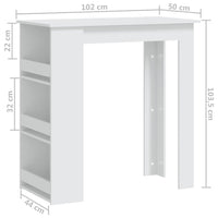 Thumbnail for Bartisch mit Ablagefläche Weiß 102x50x103,5 cm Holzwerkstoff