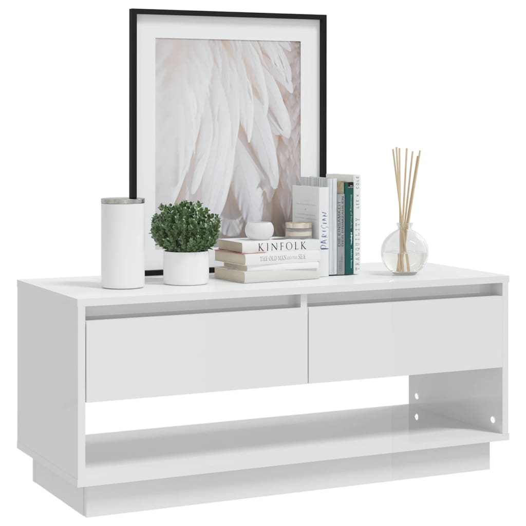 TV-Schrank Hochglanz-Weiß 102x41x44 cm Spanplatte