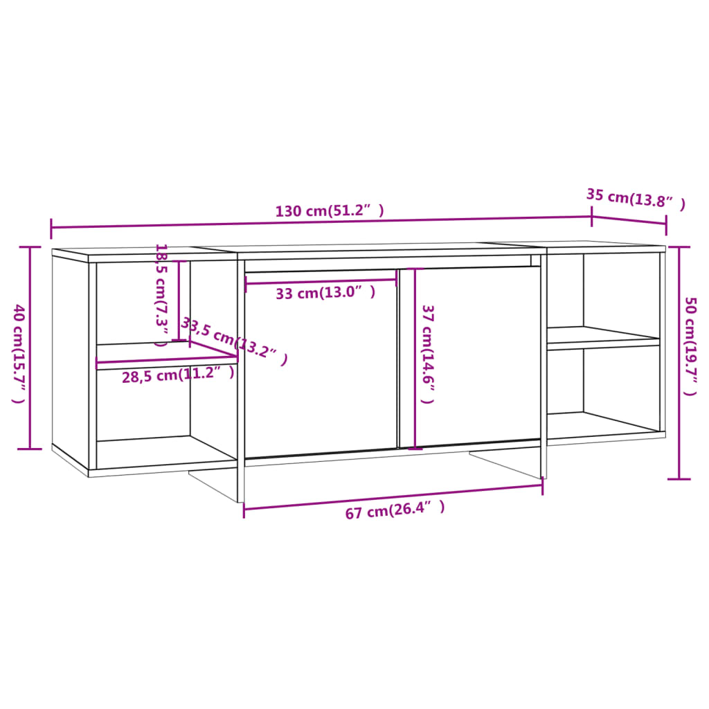 TV-Schrank Hochglanz-Weiß 130x35x50 cm Spanplatte