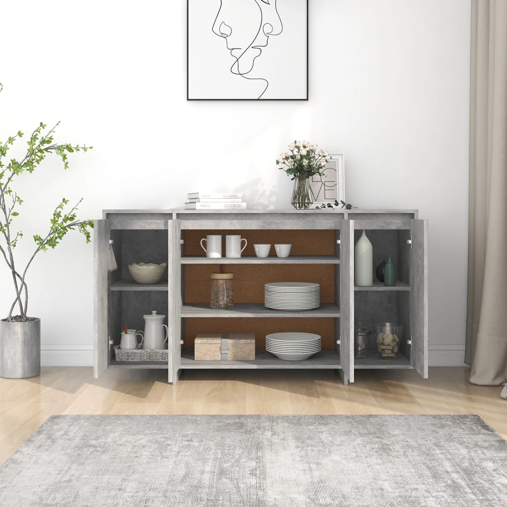Sideboard Betongrau 135x41x75 cm Holzwerkstoff
