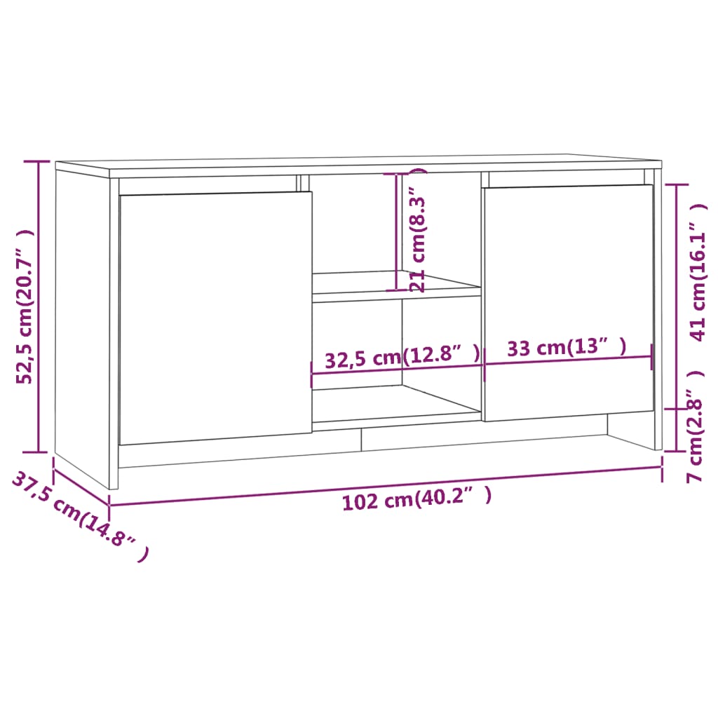 TV-Schrank Weiß 102x37,5x52,5 cm Holzwerkstoff