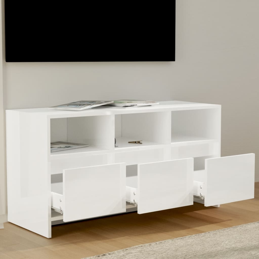 TV-Schrank Hochglanz-Weiß 102x37,5x52,5 cm Spanplatte
