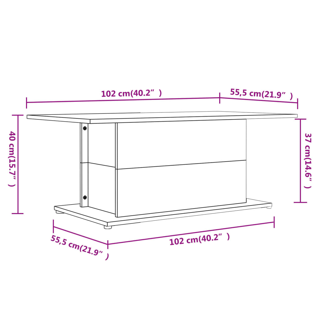 Couchtisch Betongrau 102x55,5x40 cm Spanplatte