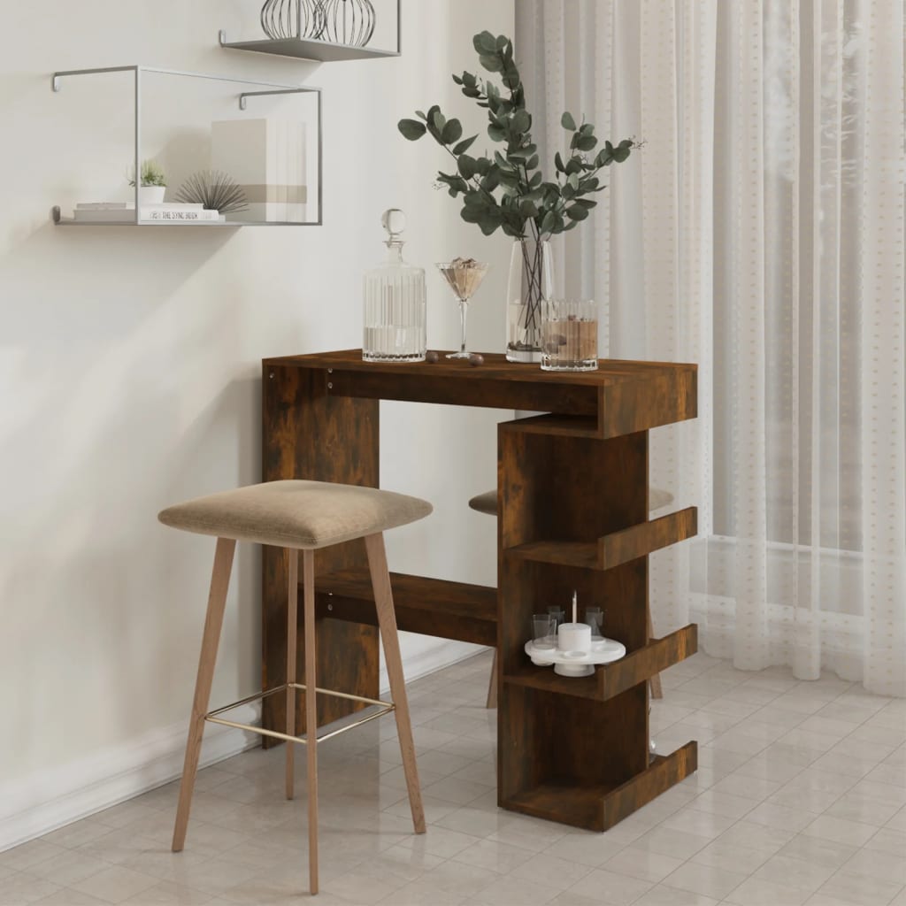 Bartisch mit Regal Räuchereiche 100x50x101,5 cm Holzwerkstoff