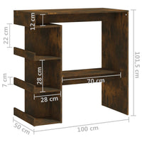 Thumbnail for Bartisch mit Regal Räuchereiche 100x50x101,5 cm Holzwerkstoff