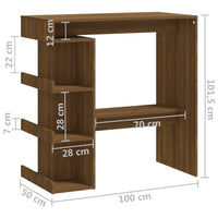 Thumbnail for Bartisch mit Regal Braun Eiche-Optik 100x50x101,5 cm Spanplatte