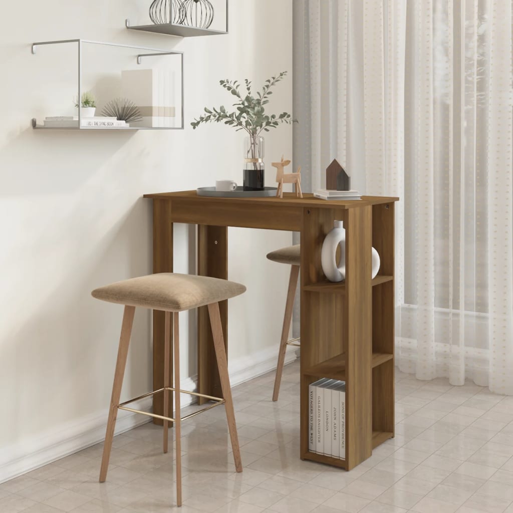 Bartisch mit Regal Braun Eiche-Optik 102x50x103,5 cm Spanplatte