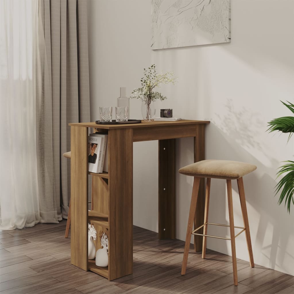 Bartisch mit Regal Braun Eiche-Optik 102x50x103,5 cm Spanplatte