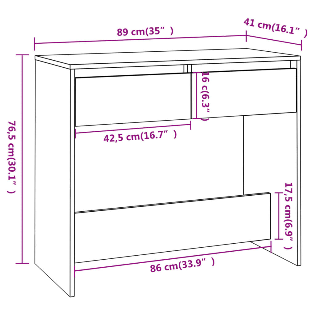 Konsolentisch Räuchereiche 89x41x76,5 cm Stahl