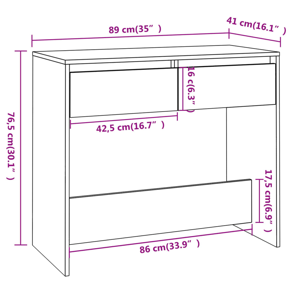 Konsolentisch Braun Eichen-Optik 89x41x76,5 cm Stahl
