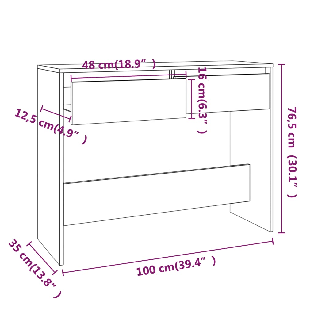 Konsolentisch Braun Eichen-Optik 100x35x76,5 cm Spanplatte