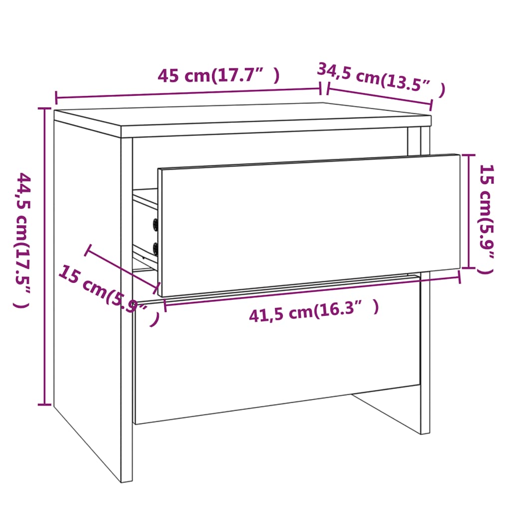 Nachttische 2 Stk. Grau Sonoma-Eiche 45x34,5x44,5 cm Spanplatte