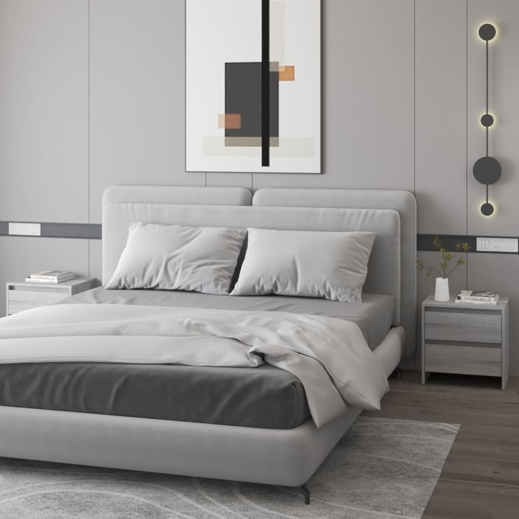 Nachttische 2 Stk. Grau Sonoma-Eiche 45x34,5x44,5 cm Spanplatte
