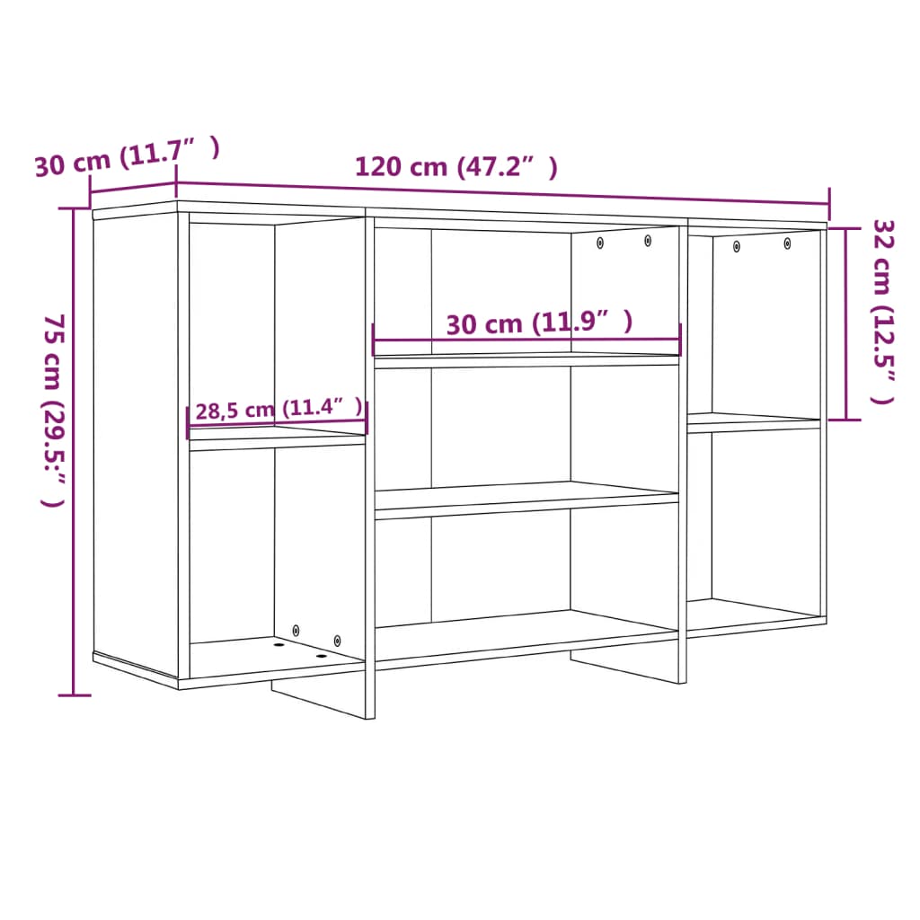 Sideboard Grau Sonoma 120x30x75 cm Spanplatte