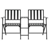 Thumbnail for 2-Sitzer-Gartenbank Klappbar 137 cm Schwarz Stahl