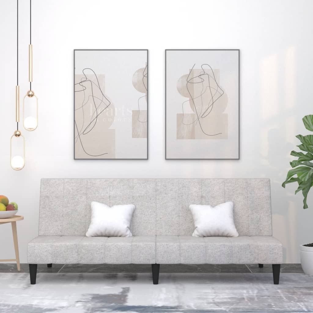 Schlafsofa 2-Sitzer Hellgrau Mikrofasergewebe