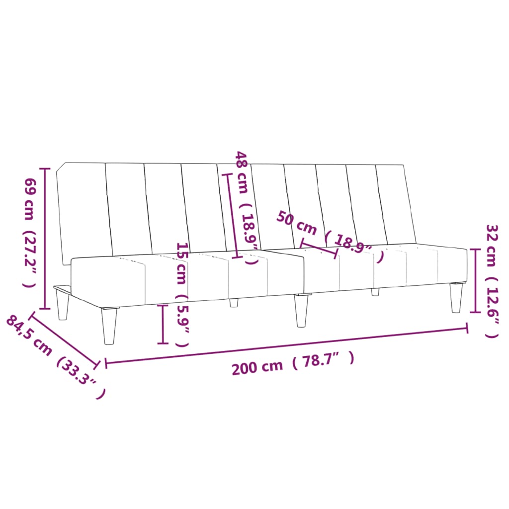 Schlafsofa 2-Sitzer Dunkelgrau Mikrofasergewebe