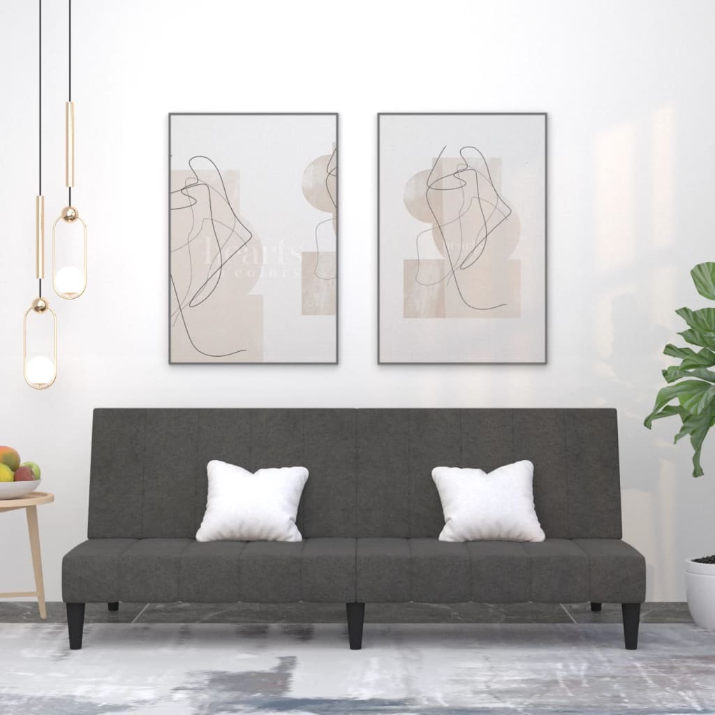 Schlafsofa 2-Sitzer Dunkelgrau Mikrofasergewebe