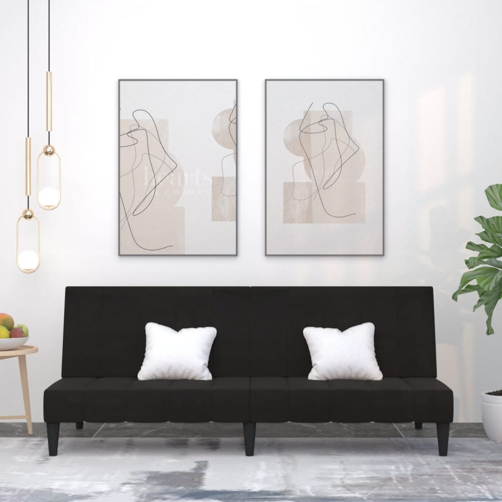 Schlafsofa 2-Sitzer Schwarz Mikrofasergewebe