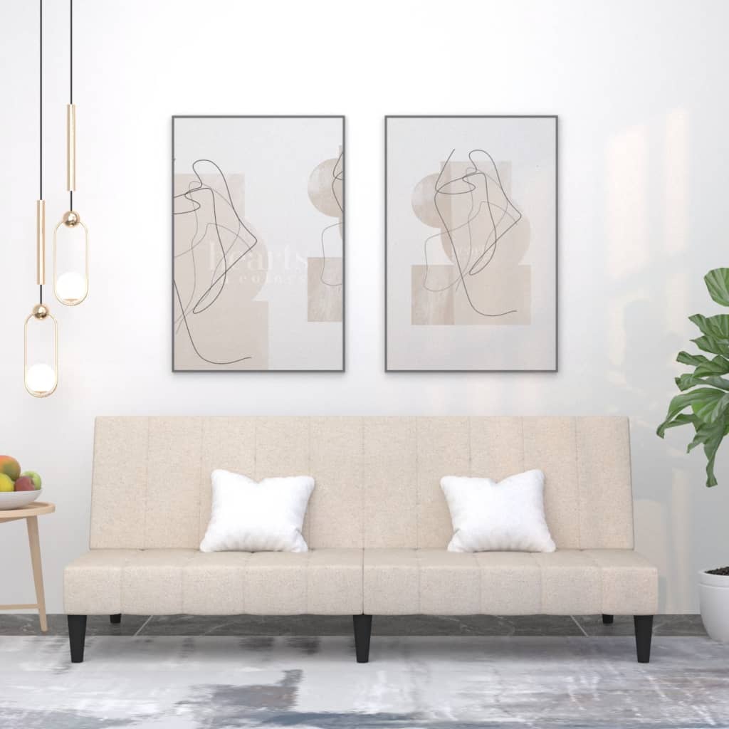 Schlafsofa 2-Sitzer Creme Mikrofasergewebe