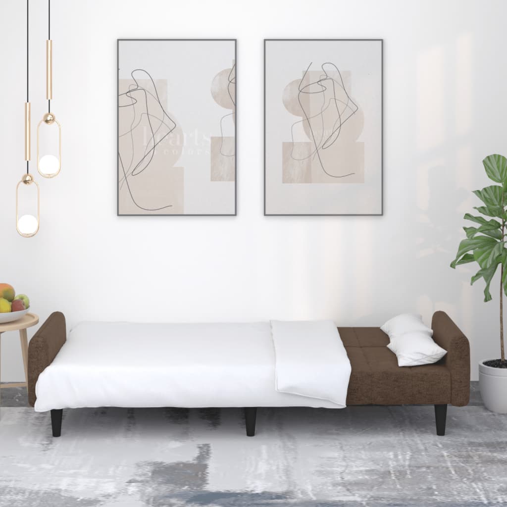 Schlafsofa 2-Sitzer Braun Mikrofasergewebe