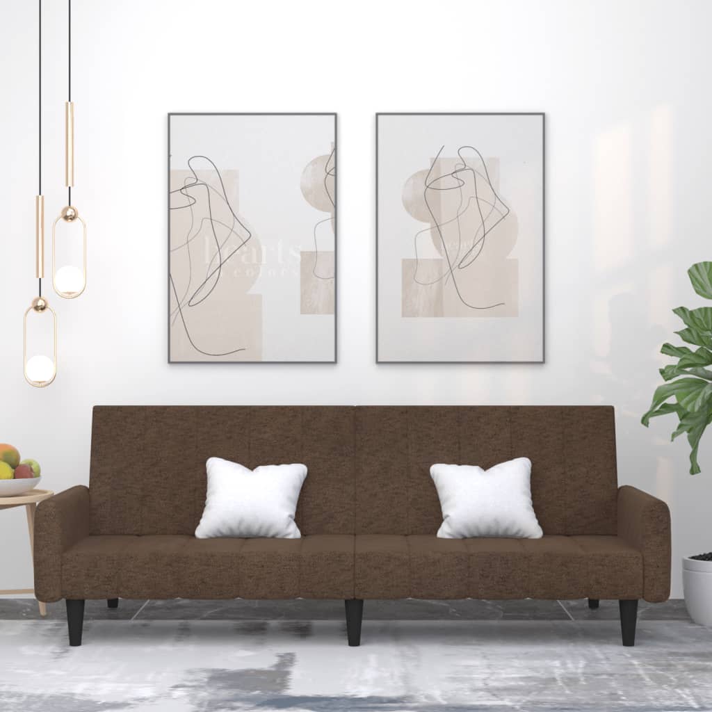 Schlafsofa 2-Sitzer Braun Mikrofasergewebe