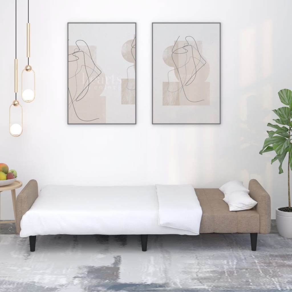 Schlafsofa 2-Sitzer Taupe Mikrofasergewebe