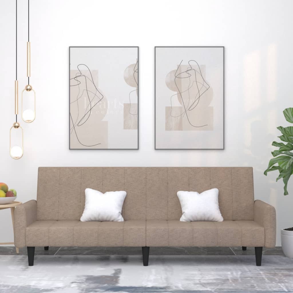 Schlafsofa 2-Sitzer Taupe Mikrofasergewebe