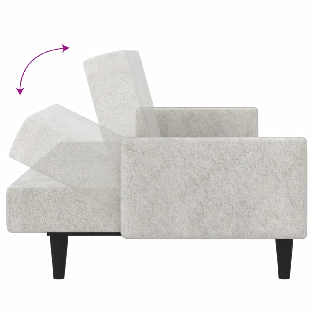 Schlafsofa 2-Sitzer Hellgrau Mikrofasergewebe