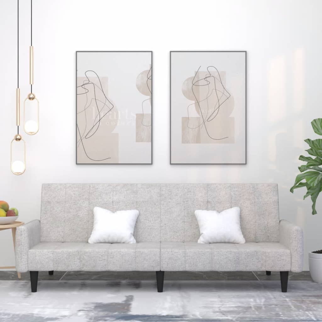 Schlafsofa 2-Sitzer Hellgrau Mikrofasergewebe