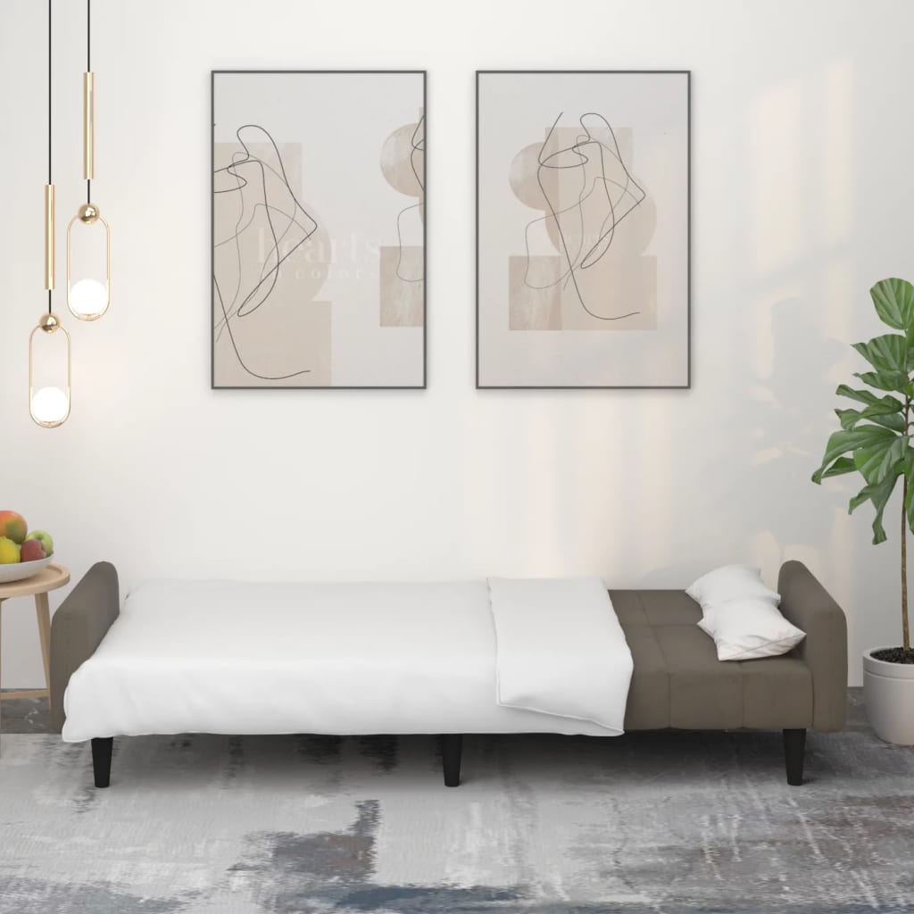 Schlafsofa 2-Sitzer Dunkelgrau Mikrofasergewebe