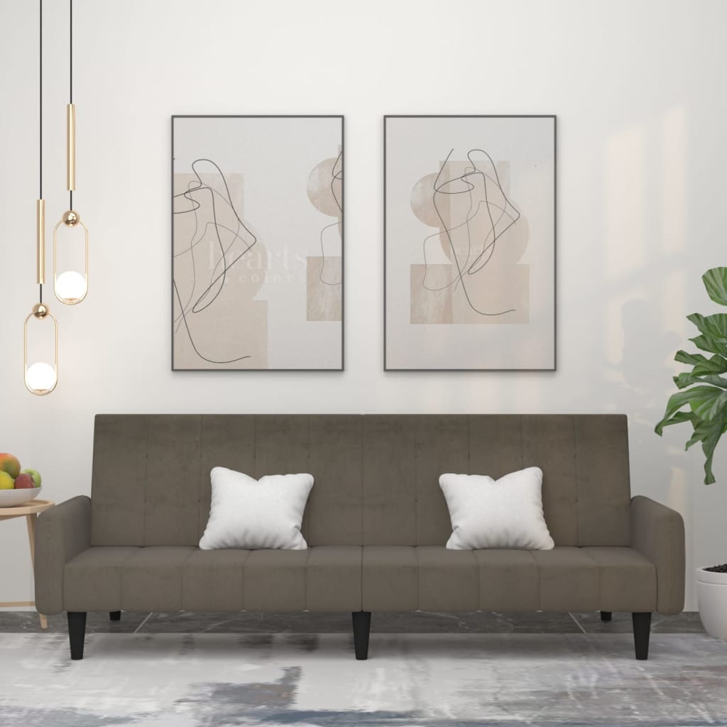 Schlafsofa 2-Sitzer Dunkelgrau Mikrofasergewebe