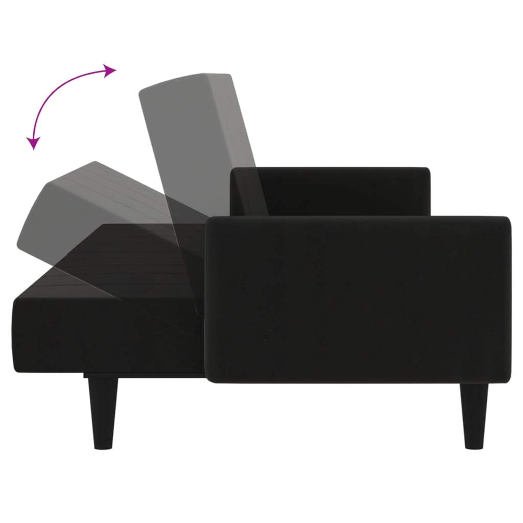 Schlafsofa 2-Sitzer Schwarz Mikrofasergewebe