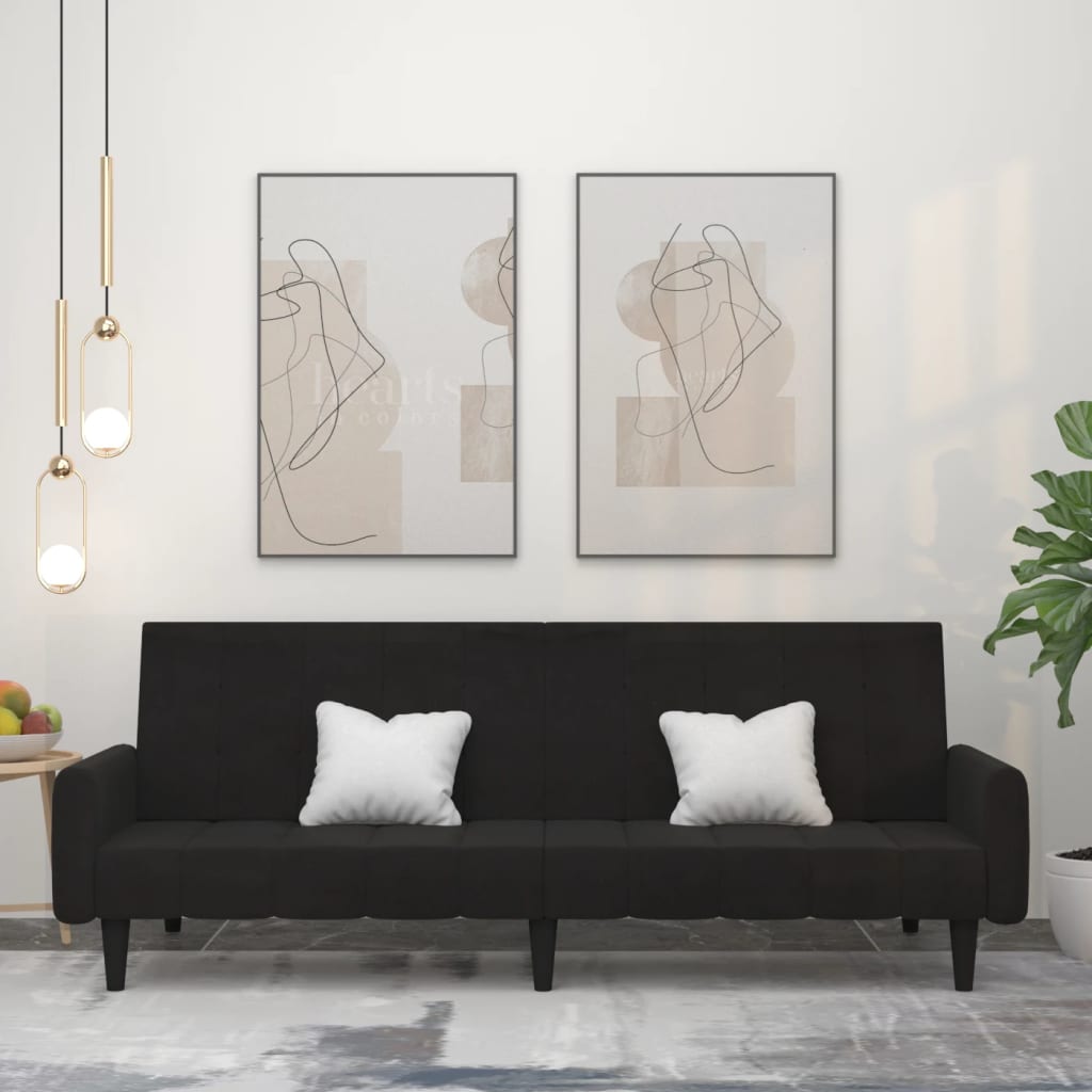 Schlafsofa 2-Sitzer Schwarz Mikrofasergewebe