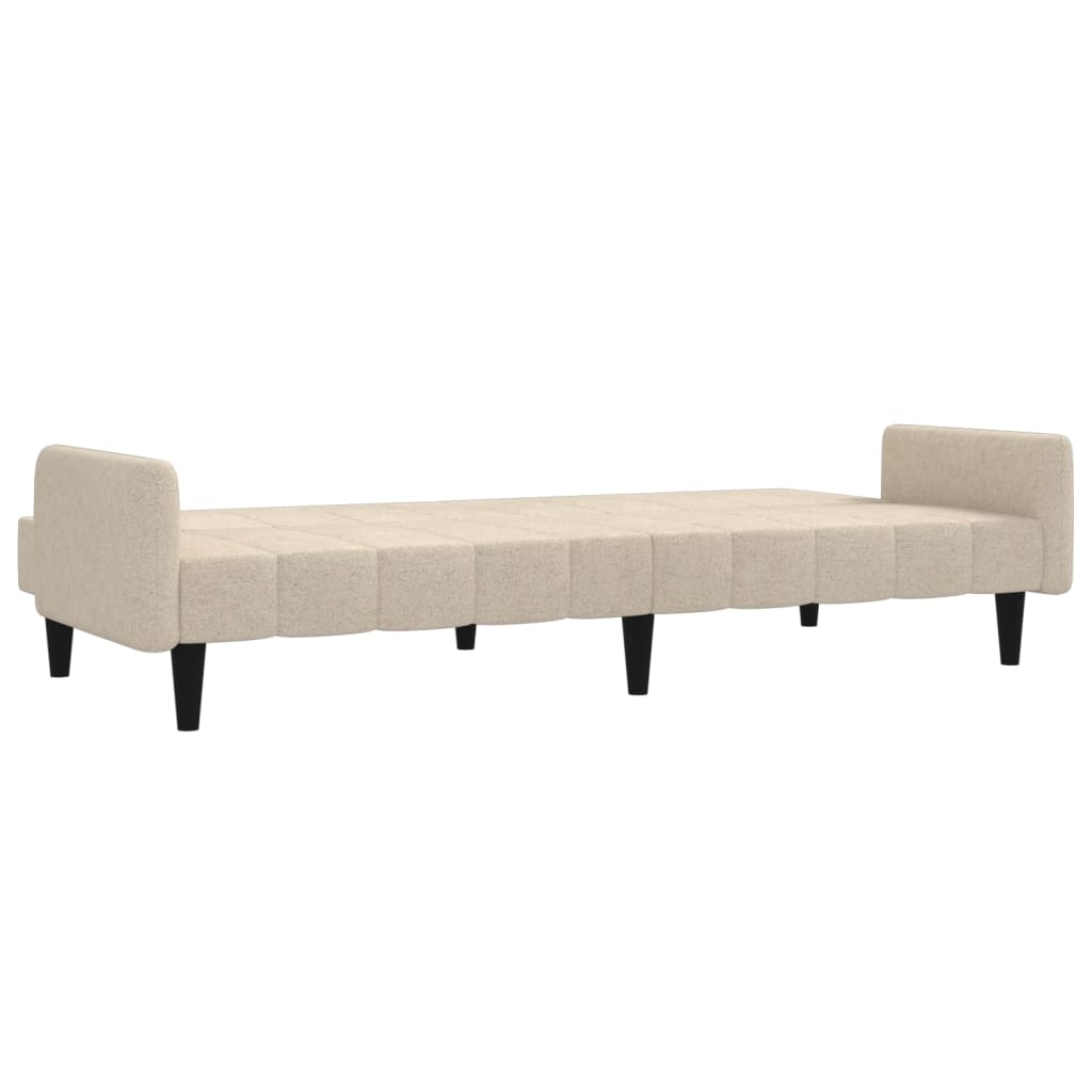 Schlafsofa 2-Sitzer Creme Mikrofasergewebe