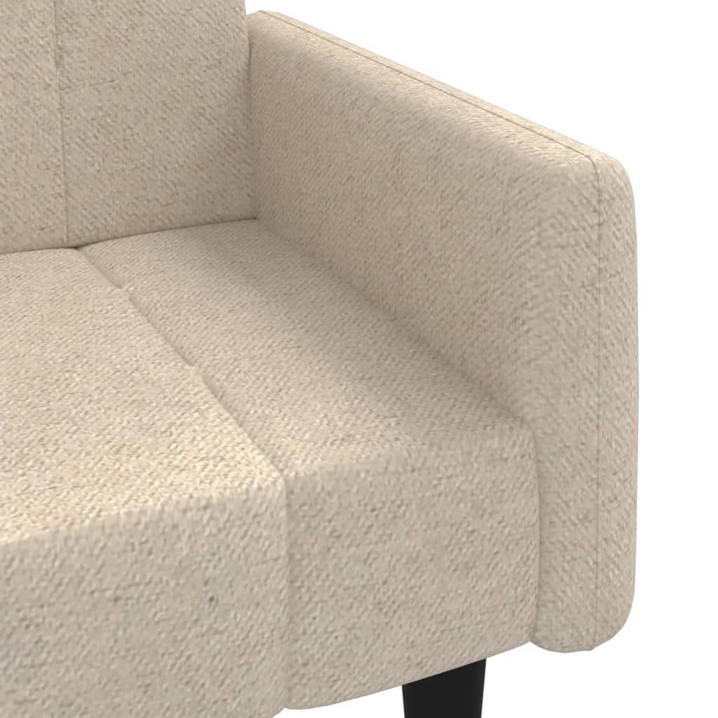 Schlafsofa 2-Sitzer Creme Mikrofasergewebe